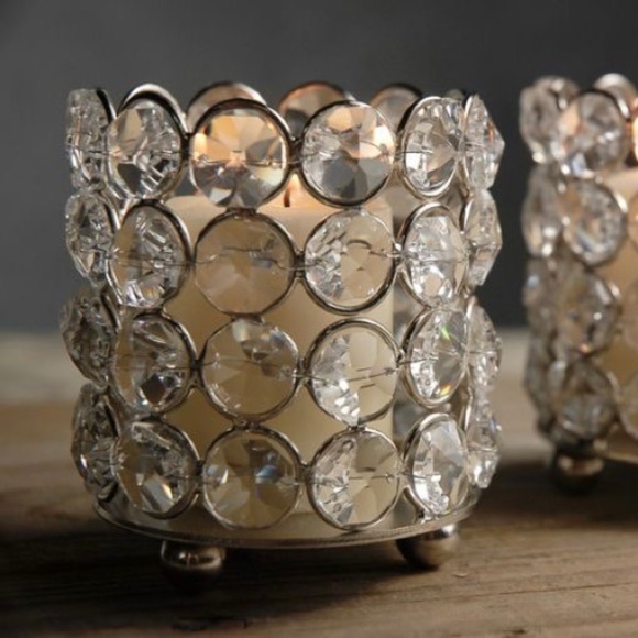Beaded Crystal Tea Light Candle Holder - Picture 1 of 16